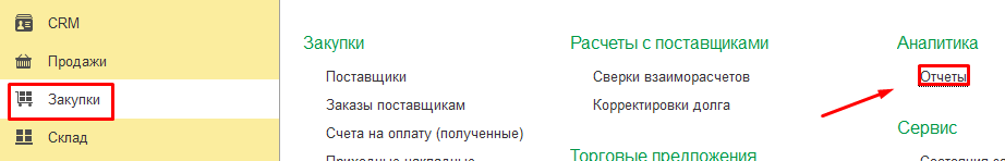 Закупки - Отчёты